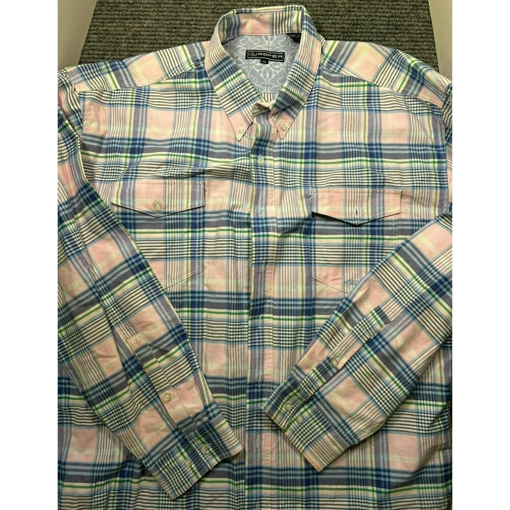 Roper Mens 2XL Heavyweight Plaid Flannel Button-Up Shirt With Western Yoke & Dua